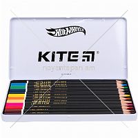 Գունավոր մատիտներ KITE Hot Weels, 12 գույն, մետաղական տուփ, HW HW21-058